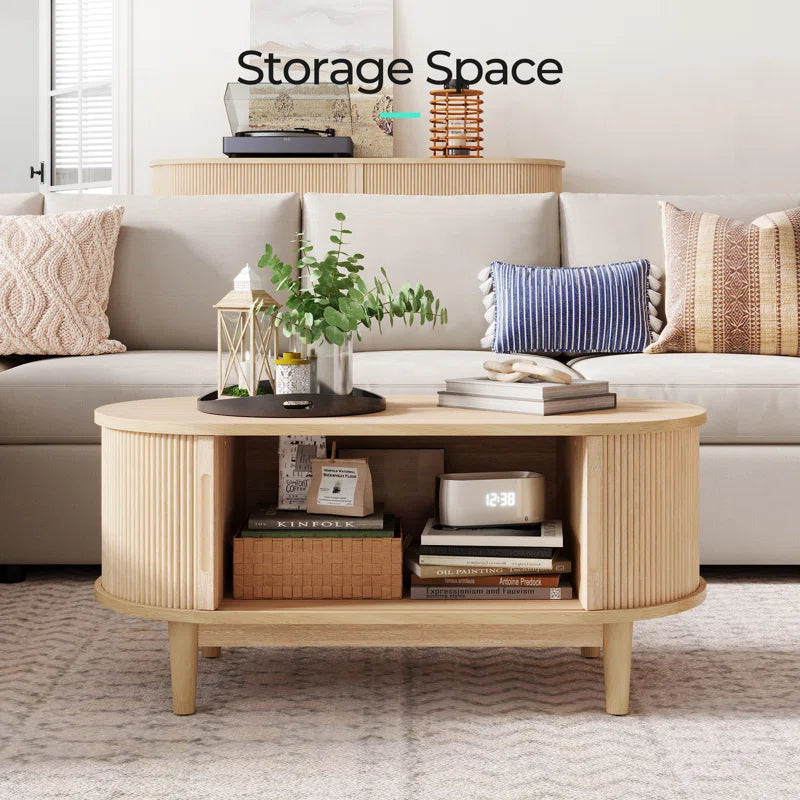 Leathia Fluted Coffee Table With Storage OUCH CART