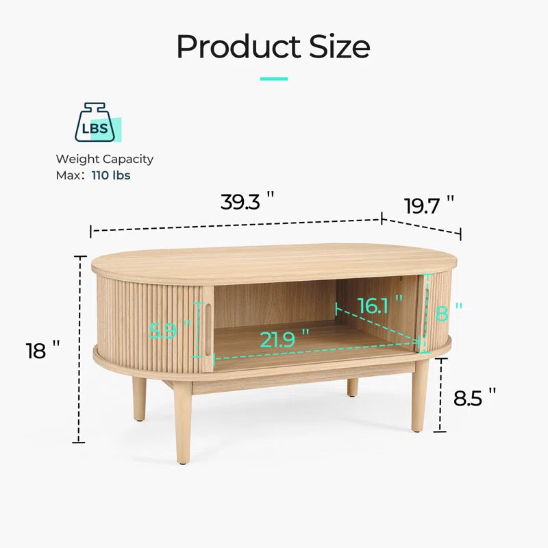 Leathia Fluted Coffee Table With Storage OUCH CART