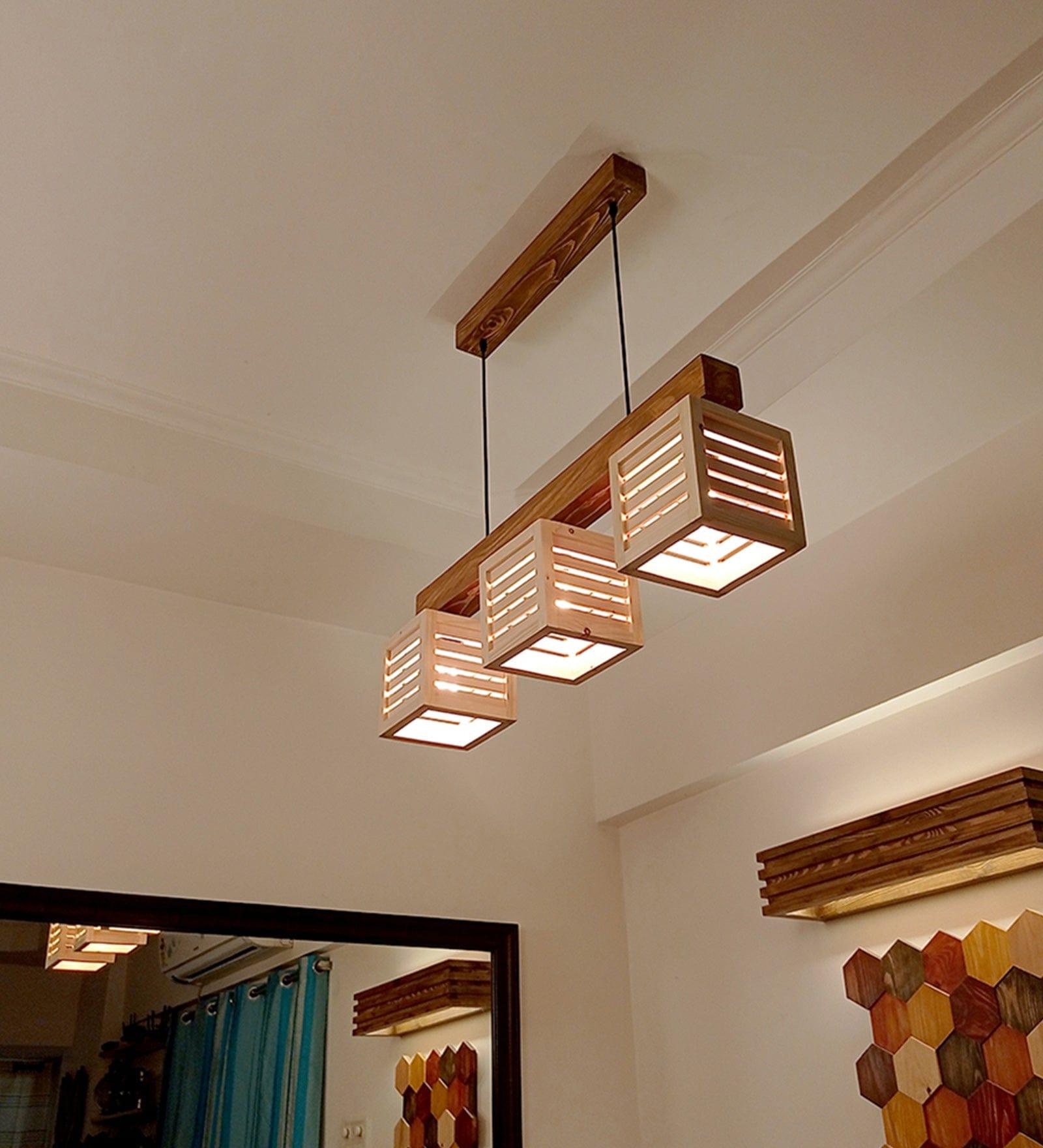 Lyon Beige & Brown Wooden Series Hanging Lamp (BULB NOT INCLUDED) - Ouch Cart