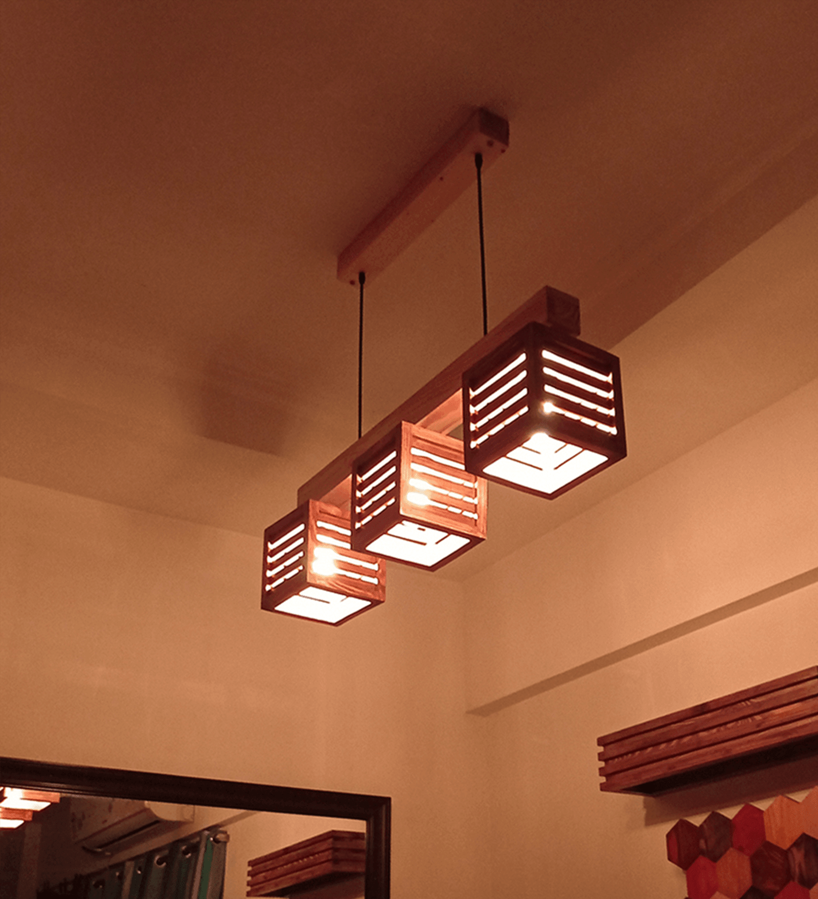 Lyon Brown & Beige Wooden Series Hanging Lamp (BULB NOT INCLUDED) - Ouch Cart