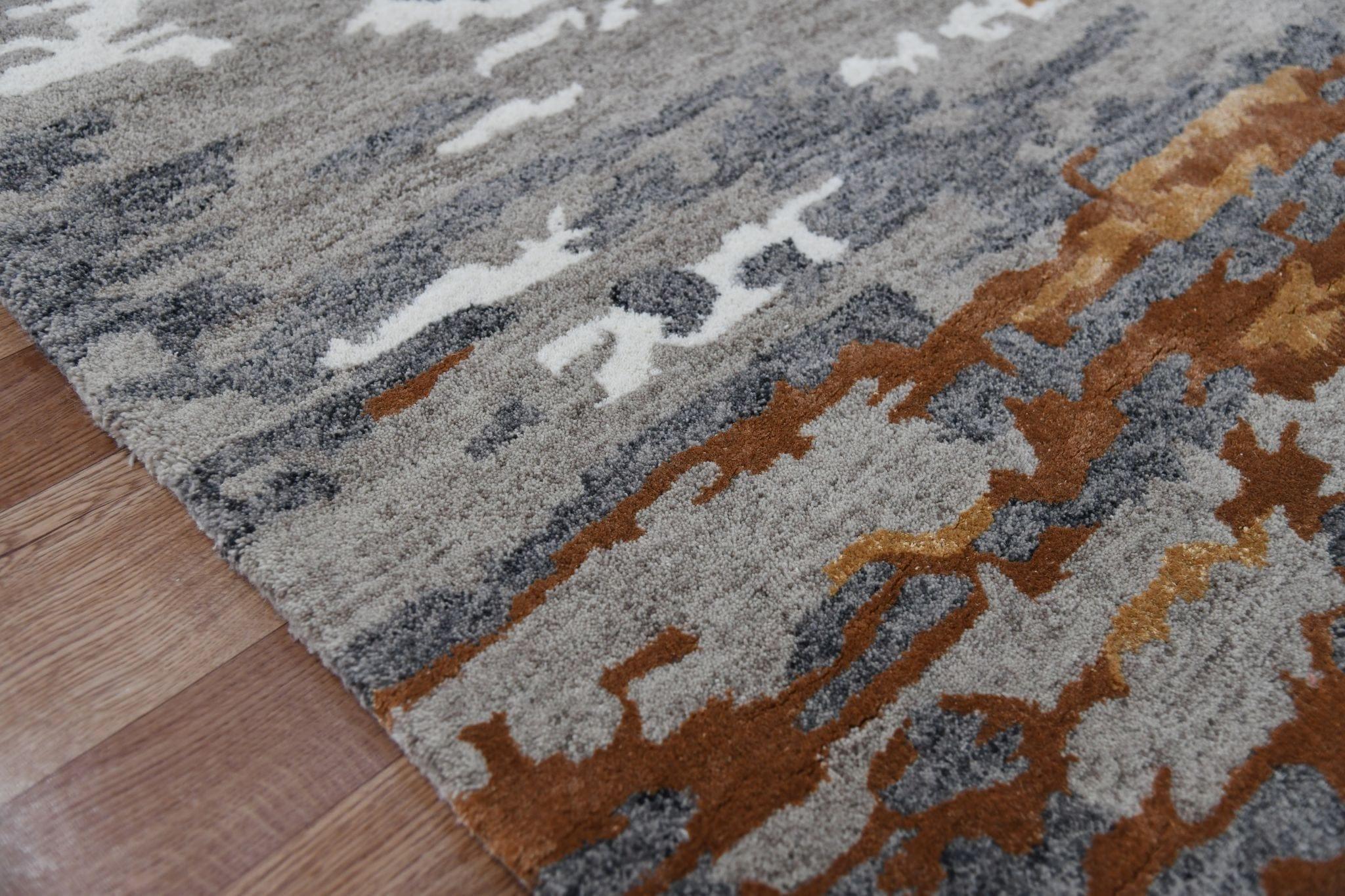 Orange Wool & Viscose Abstract 4x6 Feet Hand-Tufted Carpet - Rug - Ouch Cart