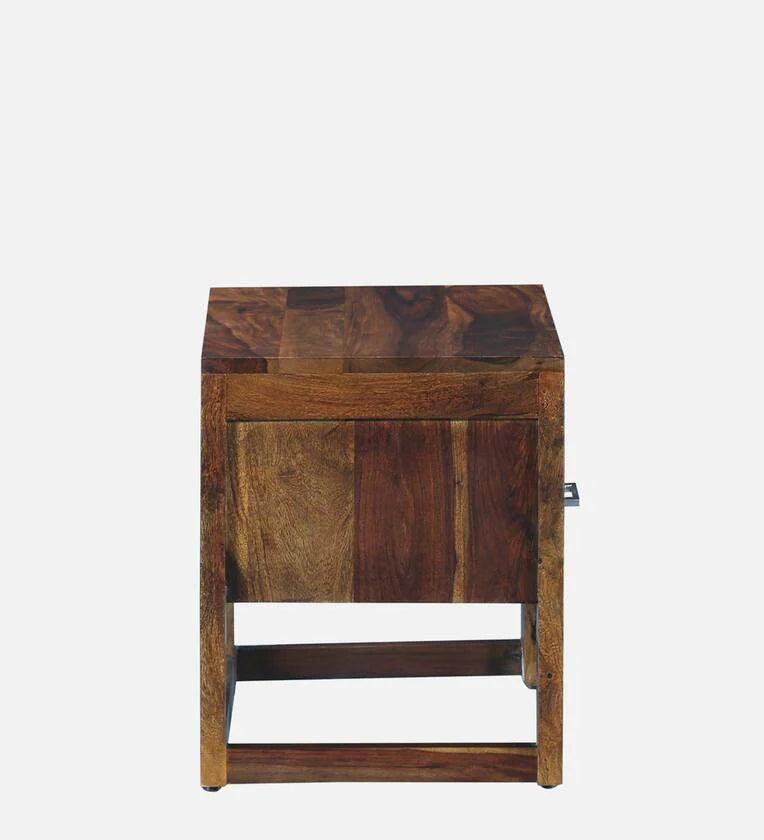 Sheesham Wood Bedside Table In Provincial Teak Finish With Drawer - Ouch Cart