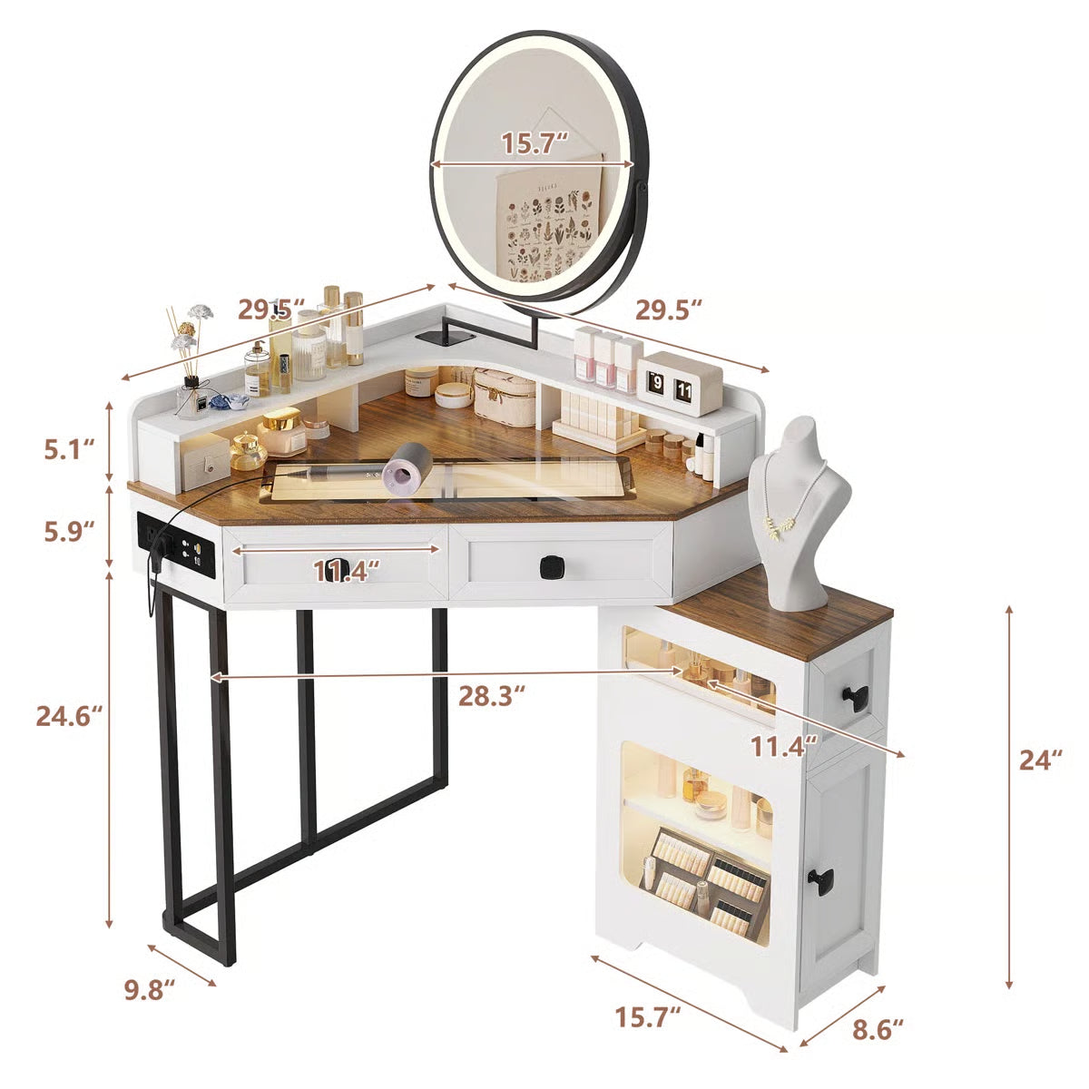 Machalik Corner Makeup Vanity With Mirror- OUCH CART |Dressing table