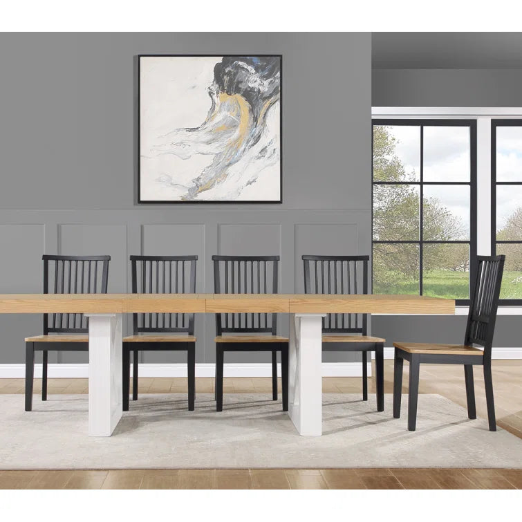 9 - Piece Solid Wood Trestle Dining Set Ouch Cart