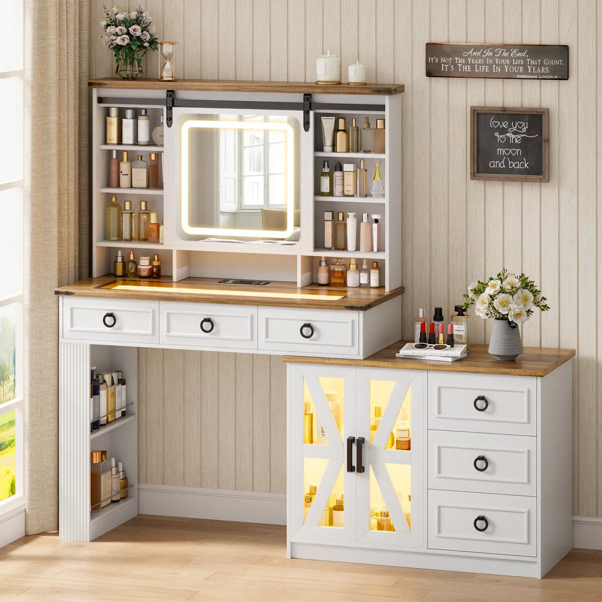 Makeup Vanity Desk for Bedroom with Storage, Mirror - OUCH CART | Dressing table