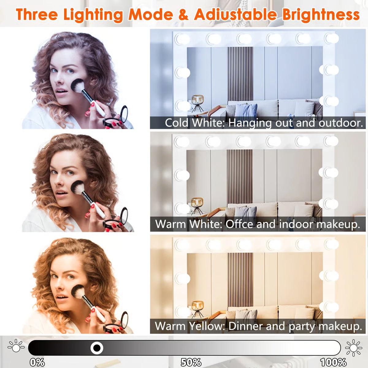 Makeup Vanity Desk with LED Mirror, 3-Color Lights, 6 Drawers & Built-In Charging Station