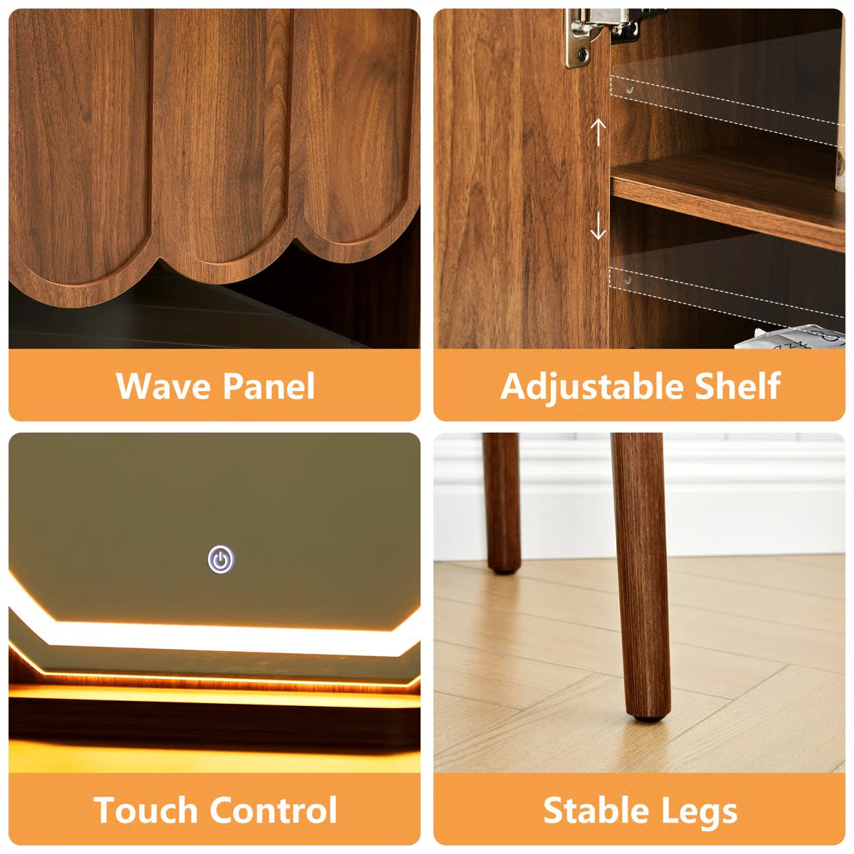 Modern Makeup Vanity Set with LED Mirror, Storage Drawers & Comfortable Stool