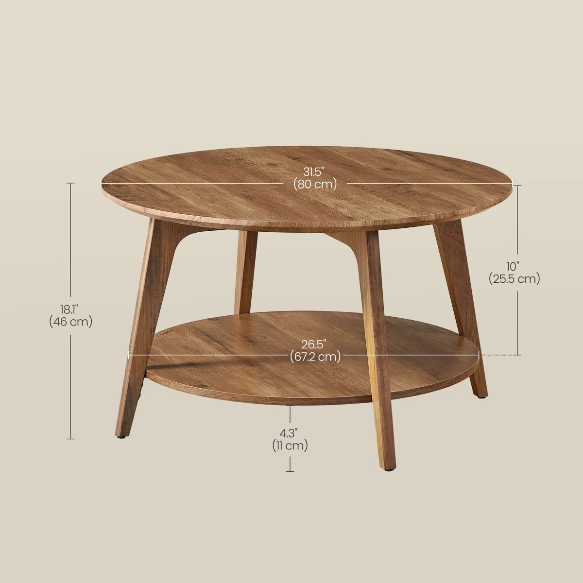 Maklena Coffee Table With 2-Tier Storage Shelves OUCH CART