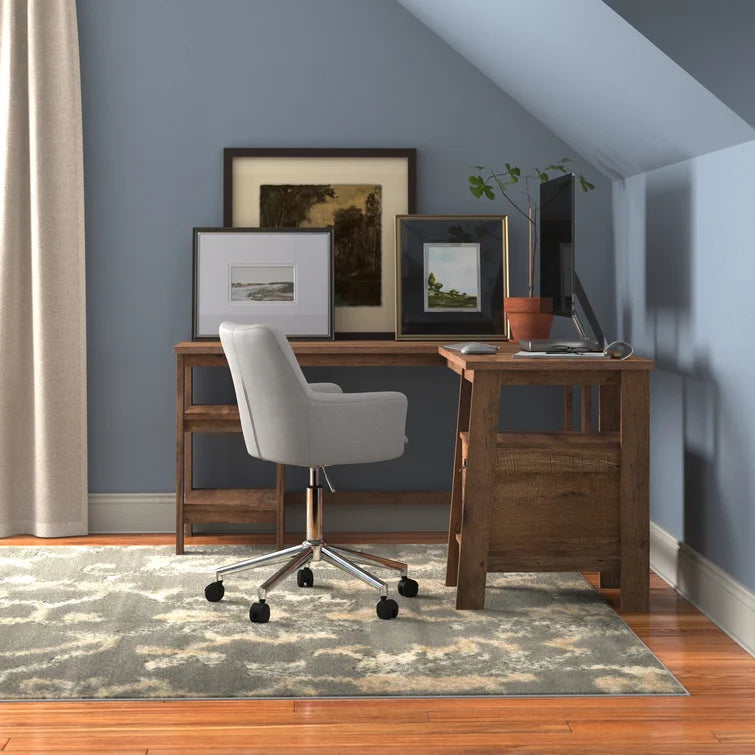 "L-Shaped Computer Desk: Efficient Workspace with a Sleek Design" ouch cart