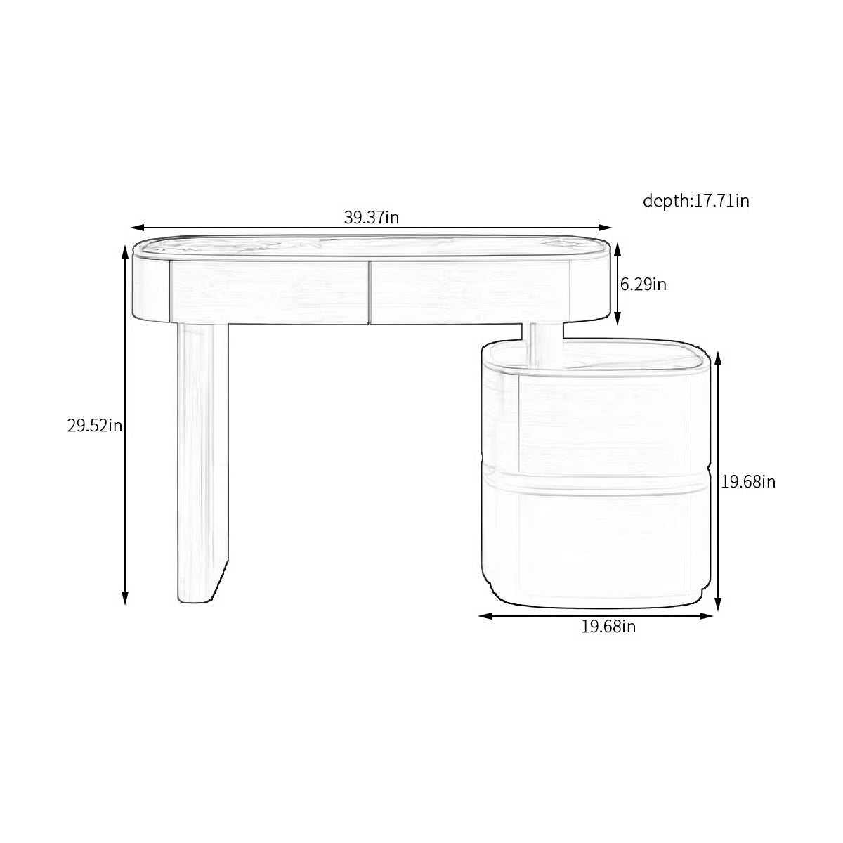 Mhosin Dressing Table without Mirror – Modern Makeup Organizer-OUCH CART |Dressing table