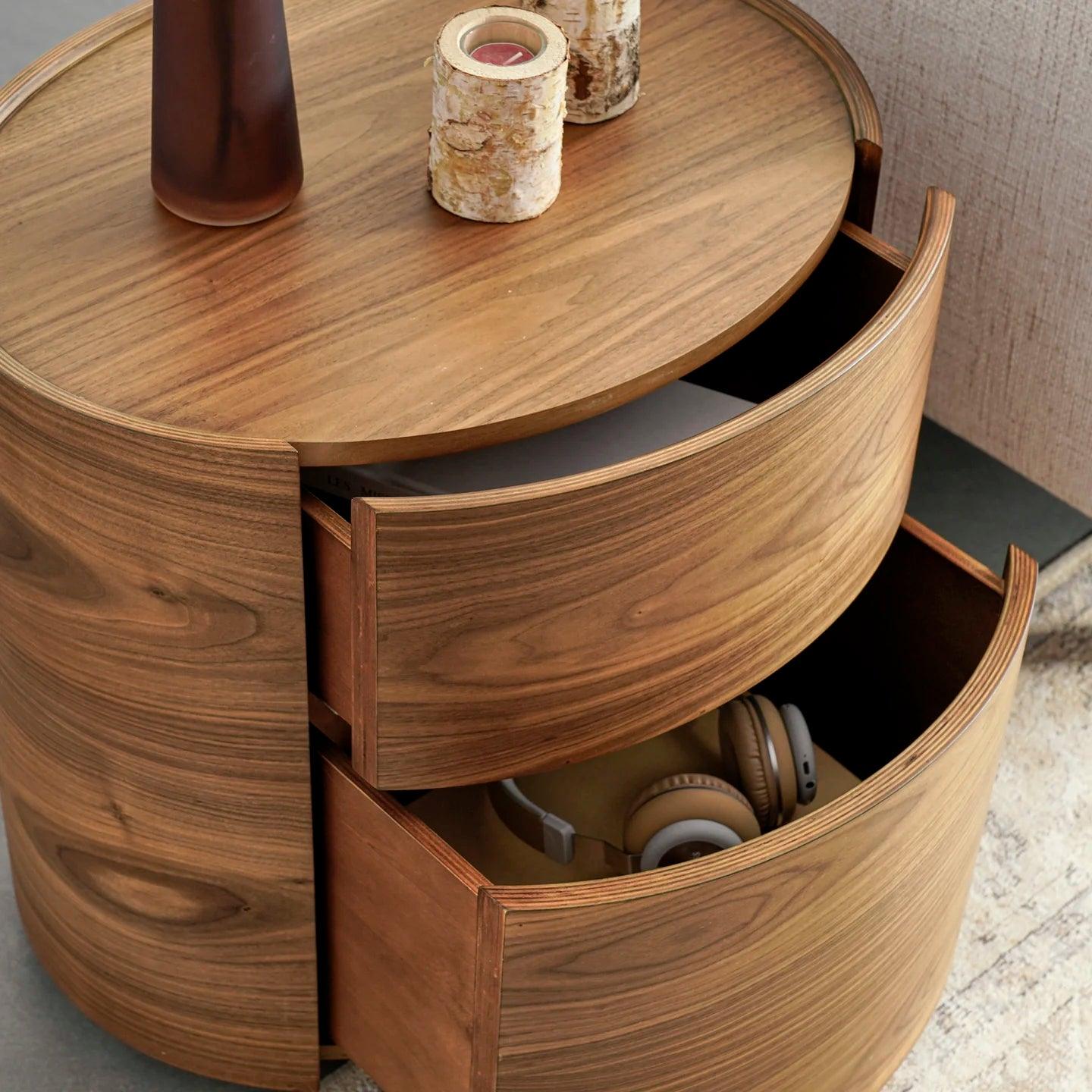 Bentwood with Walnut Veneer Mika Side Table - Ouch Cart