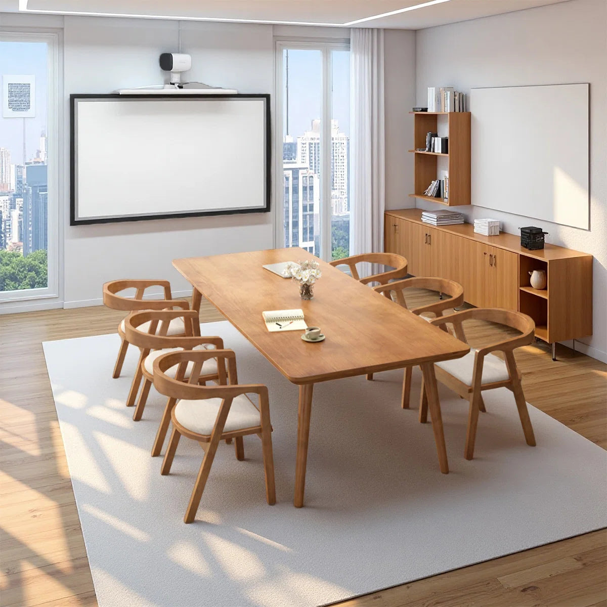 Minimalist Rectangular Pine Wood Conference Tables OUCH CART