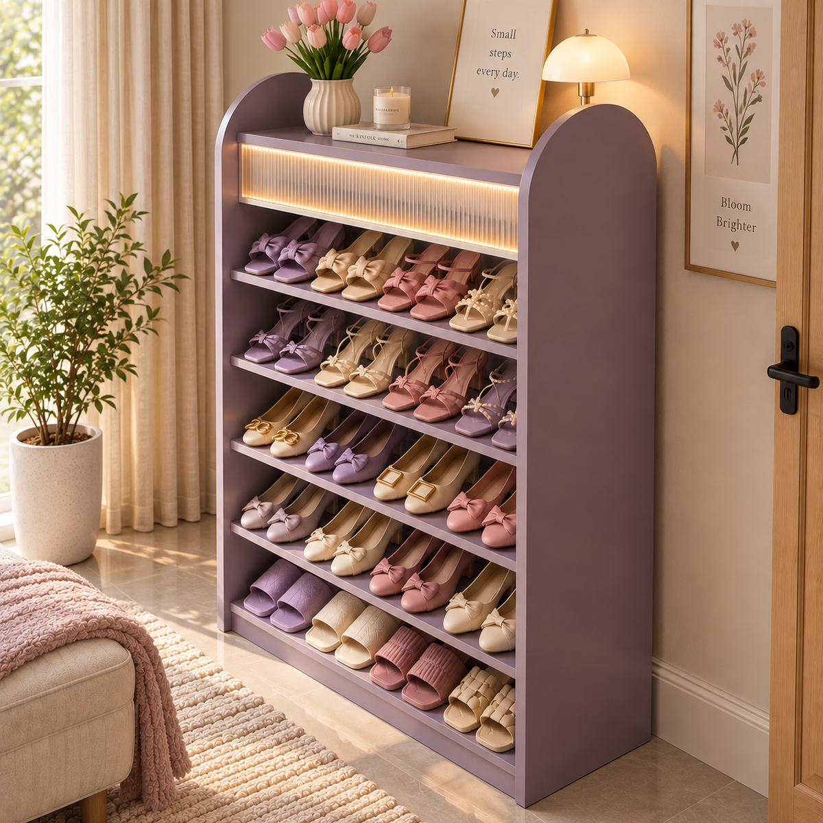 Modern Lavender Shoe Rack for Home Large Shoe Organizer for Bedroom & Entryway