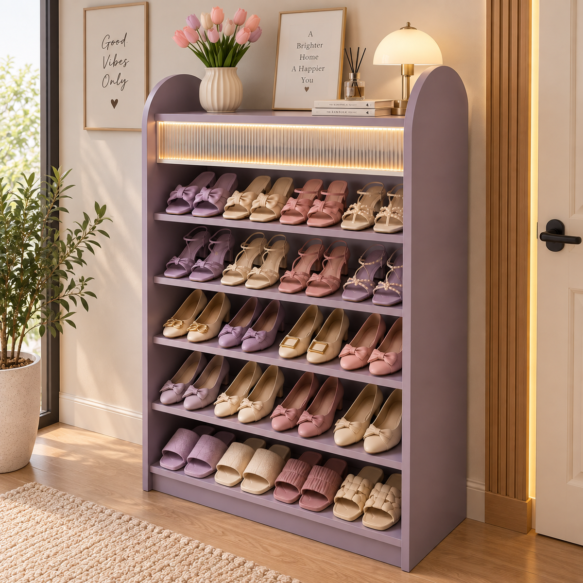 Modern Lavender Shoe Rack for Home Large Shoe Organizer for Bedroom & Entryway