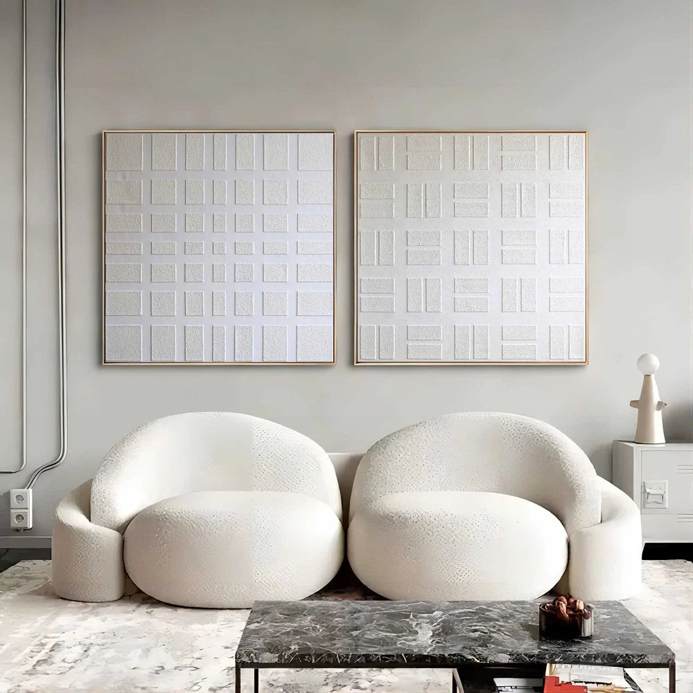 Modern White Boucle 2 Seater Sofa | Luxury Curved Loveseat with Plush Cushions