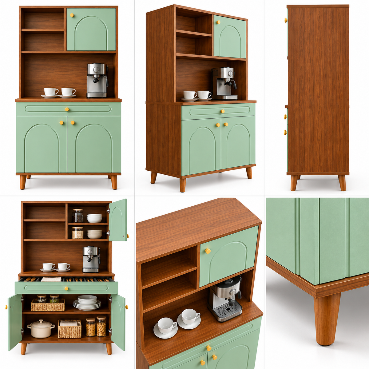 Modern Wooden Kitchen Cabinet with Coffee Station