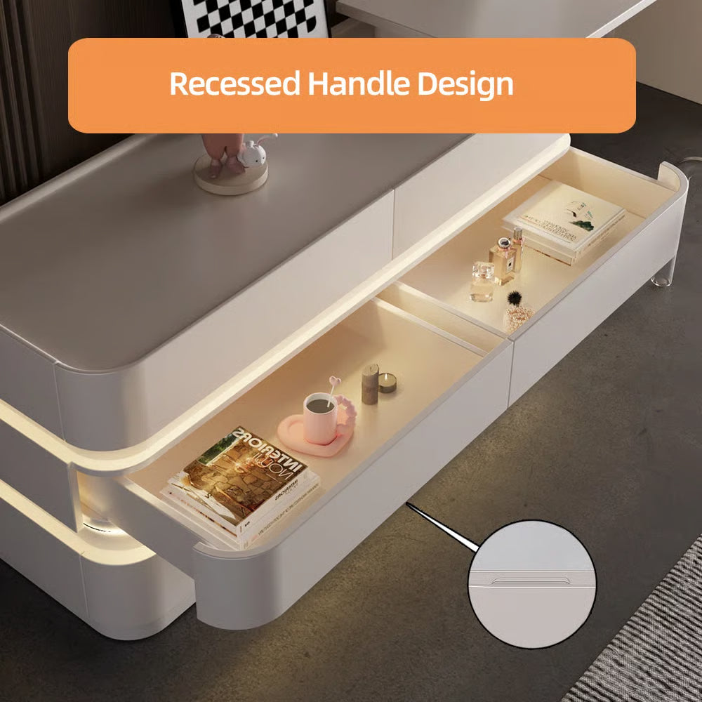360° Rotating LED Makeup Vanity Desk with 6 Drawers and Modern Design
