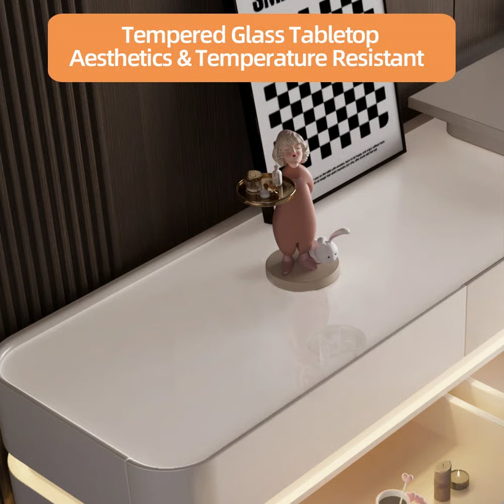 360° Rotating LED Makeup Vanity Desk with 6 Drawers and Modern Design- OUCH CART | Dressing table