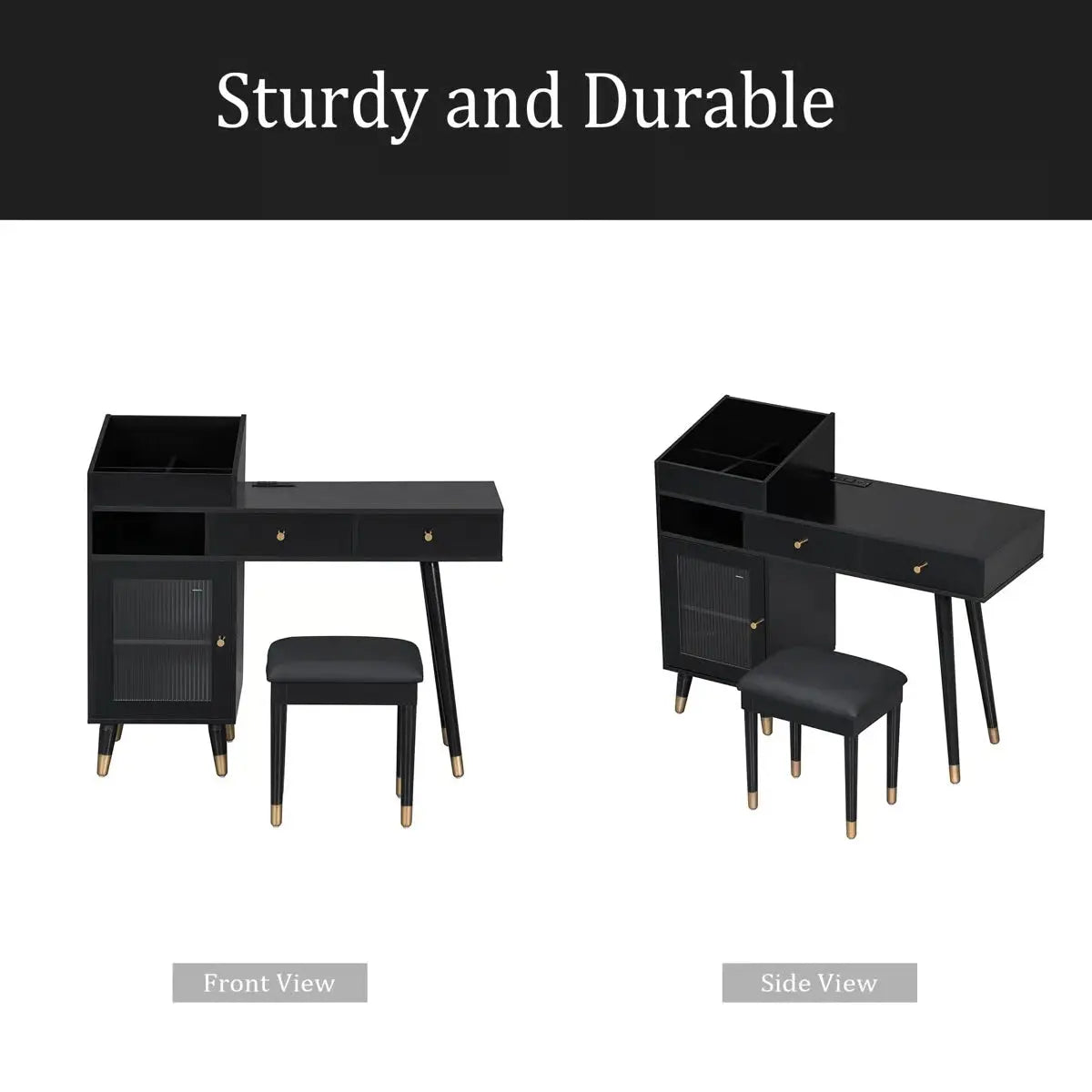 Modern Wooden Makeup Vanity Desk with Drawers – Compact Bedroom Vanity-OUCH CART |Dressing table