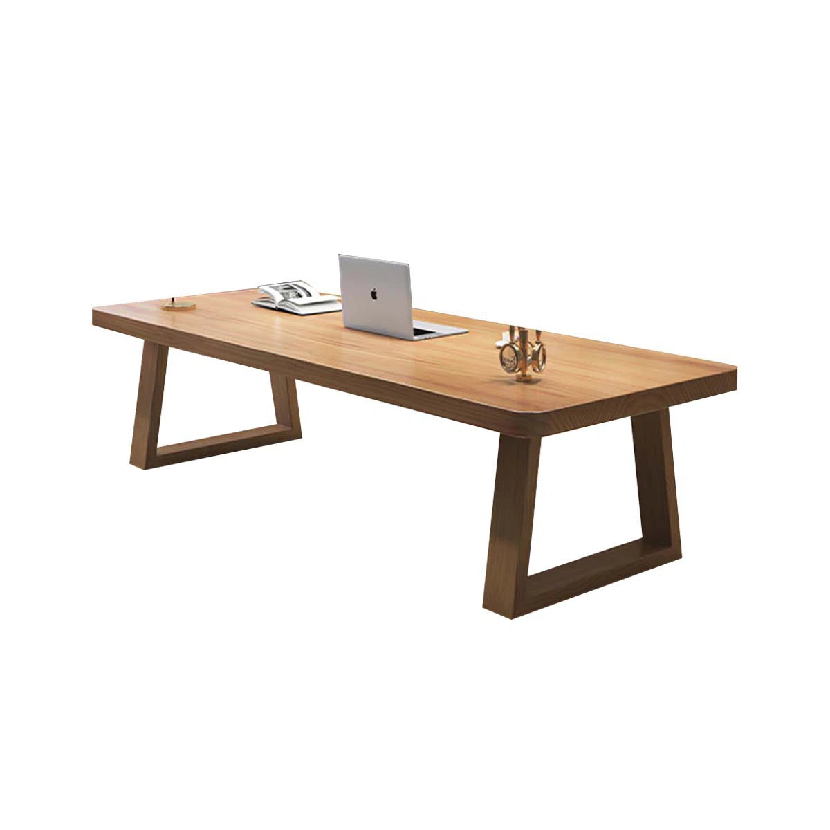 Modern Minimalist Natural Wood Rectangular Solid Wood Conference Table-ouch cart