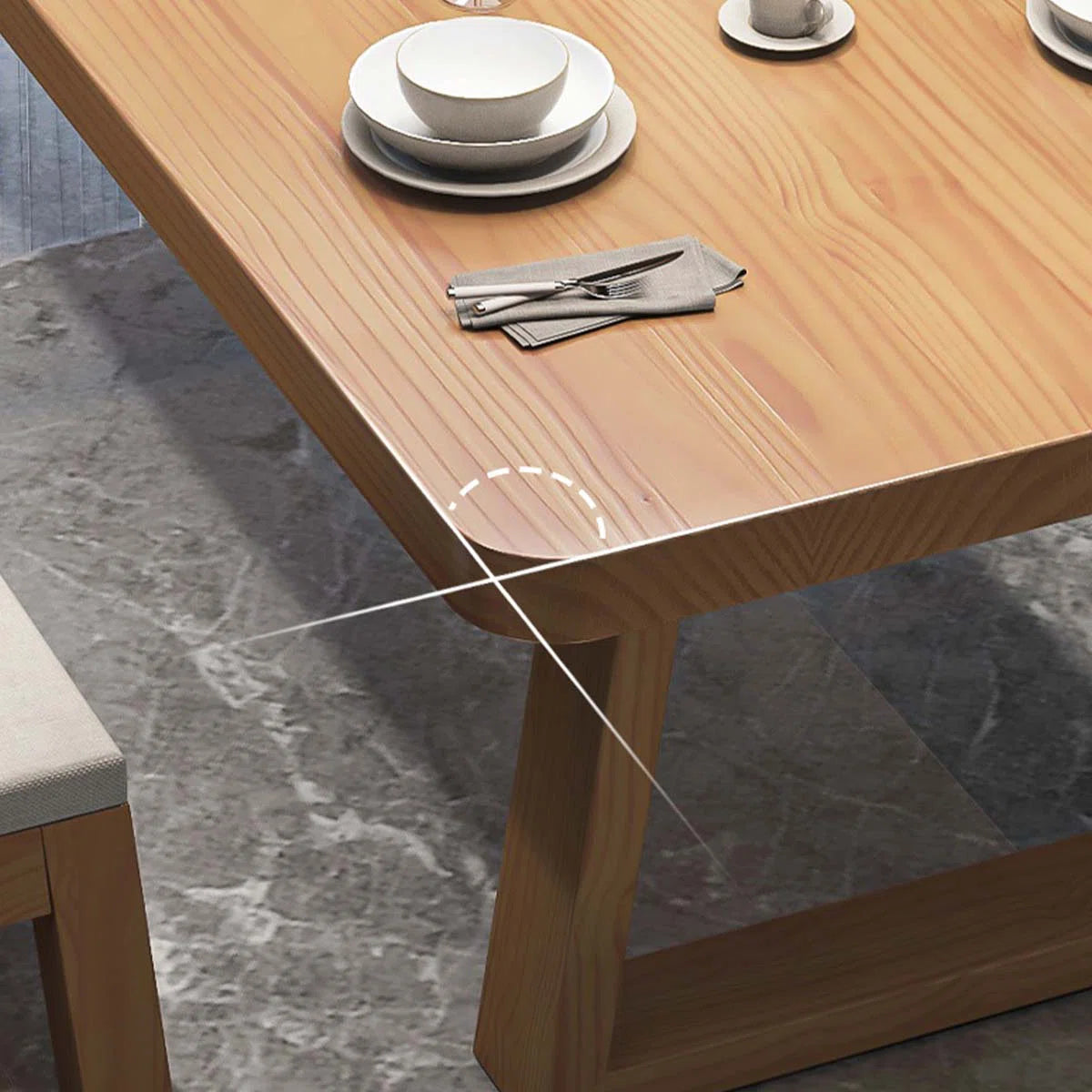 Modern Minimalist Natural Wood Rectangular Solid Wood Conference Table