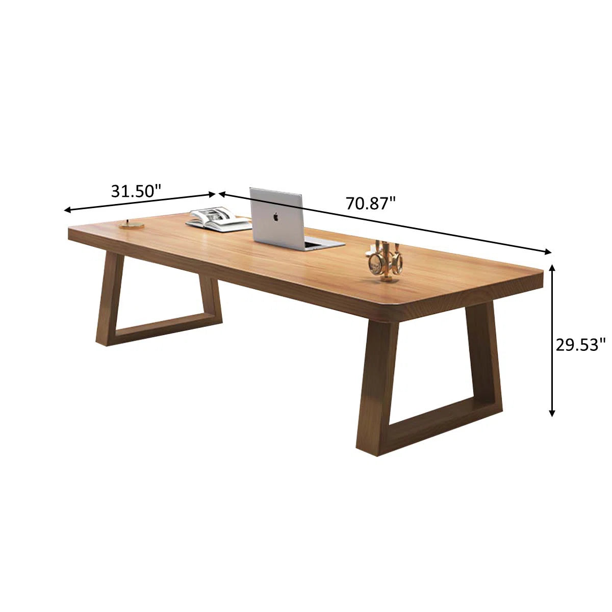 Modern Minimalist Natural Wood Rectangular Solid Wood Conference Table OUCH CART