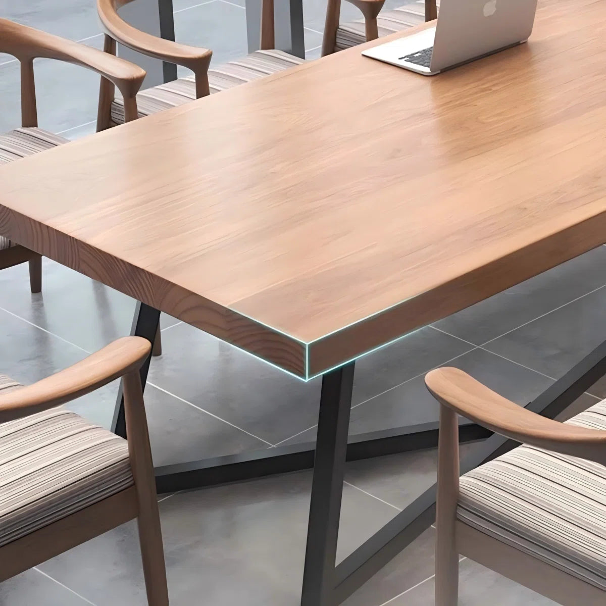 Modern Minimalist Solid Wood Long Conference Table in Natural Tone