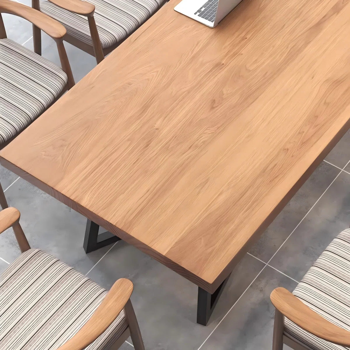 Modern Minimalist Solid Wood Long Conference Table in Natural Tone