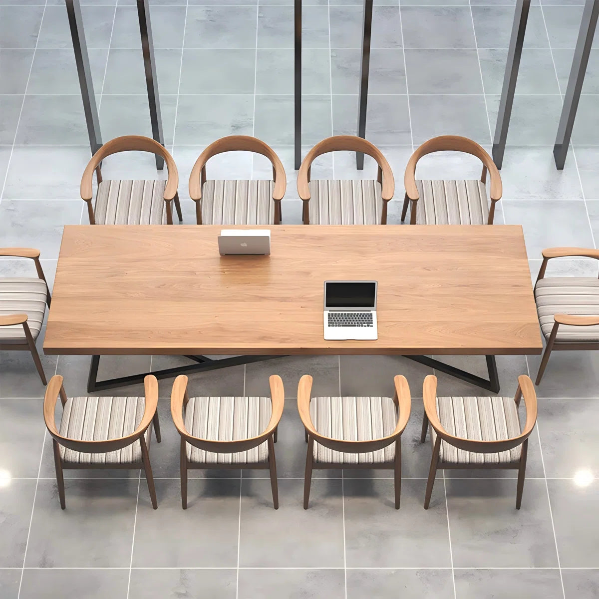 Modern Minimalist Solid Wood Long Conference Table in Natural Tone-ouch cart