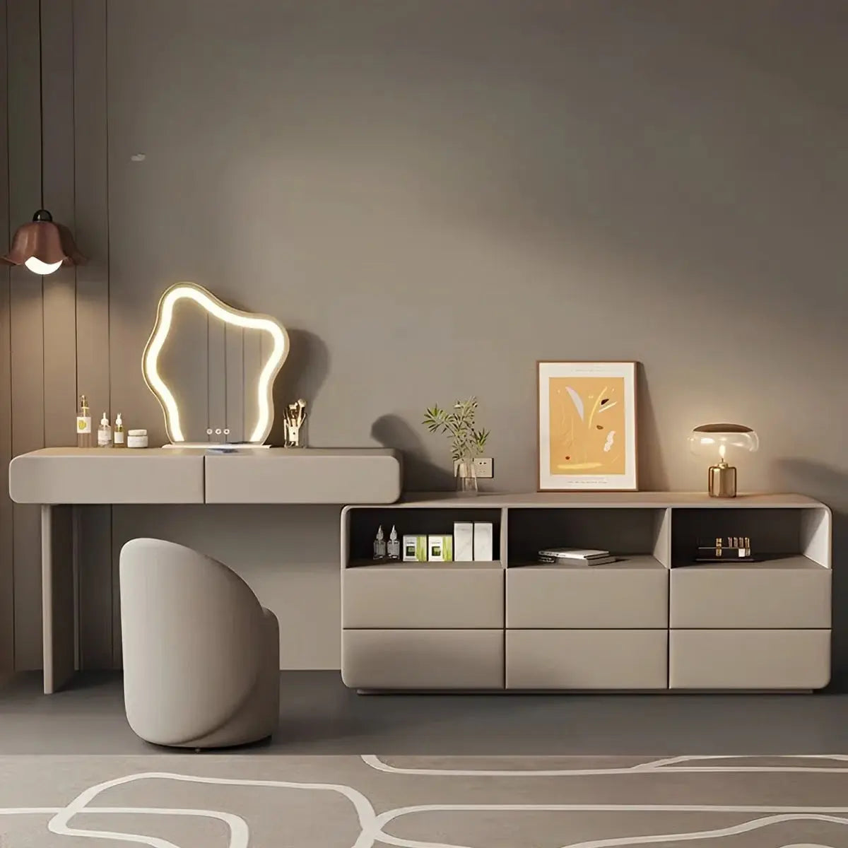 Elegant Modern Solid Wood Dresser – Light Luxury Bedroom Storage-OUCH CART |Dressing table