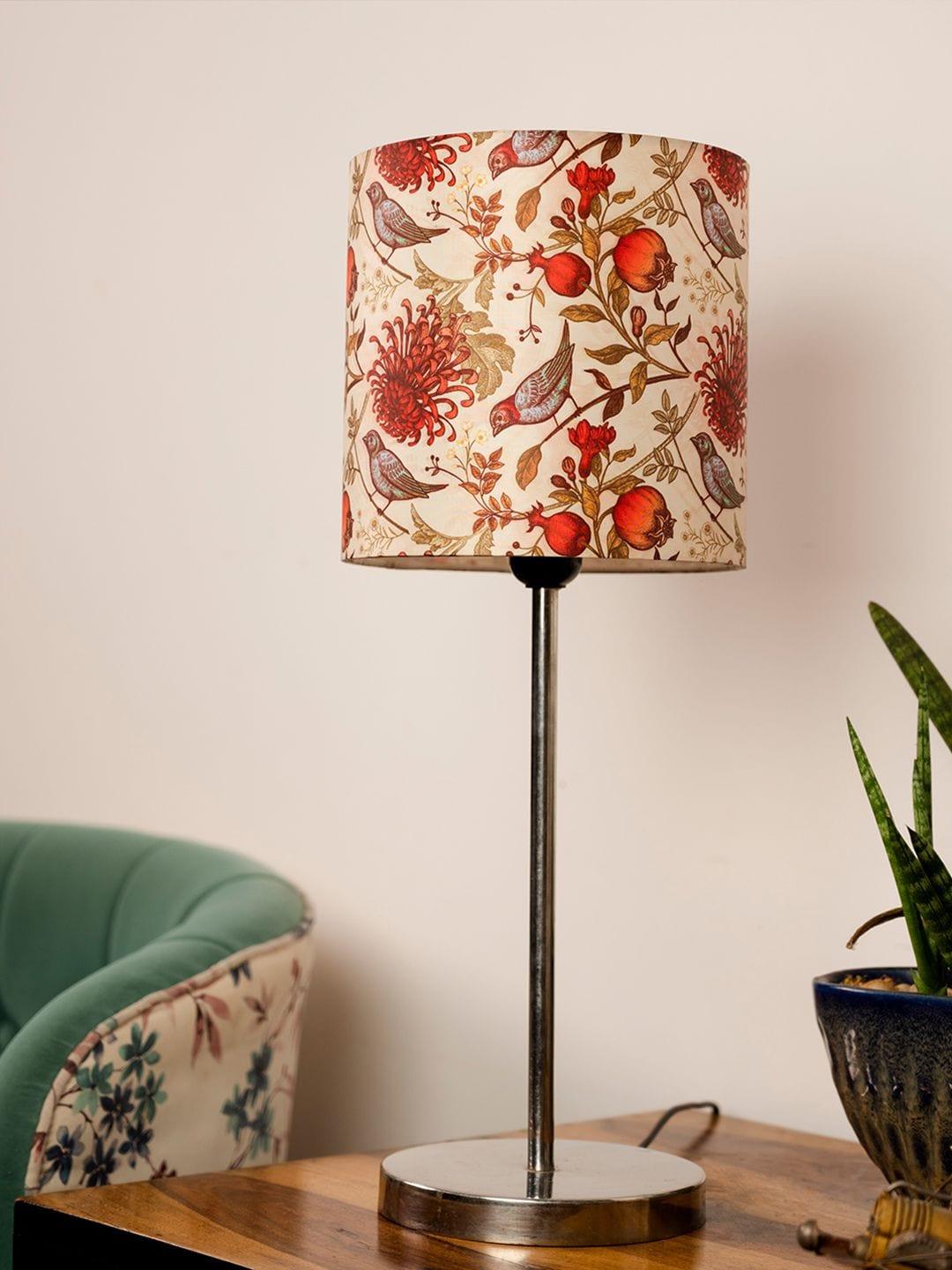 Metal Chrome Finish Lamp with Multicolor Birdy Shade - Ouch Cart