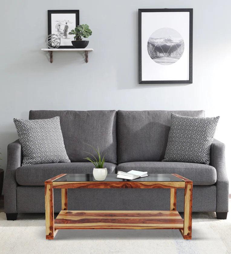 Sheesham Wood Coffee Table In Natural Teak Colour - Ouch Cart