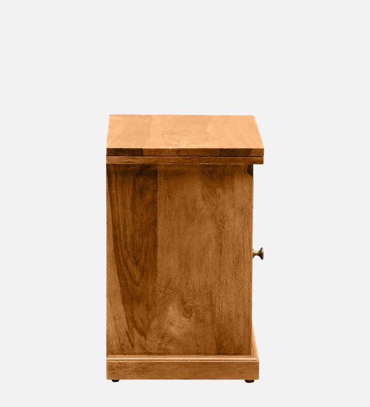 Sheesham Wood Bedside Table (Rhs Door) In Rustic Teak Finish - Ouch Cart