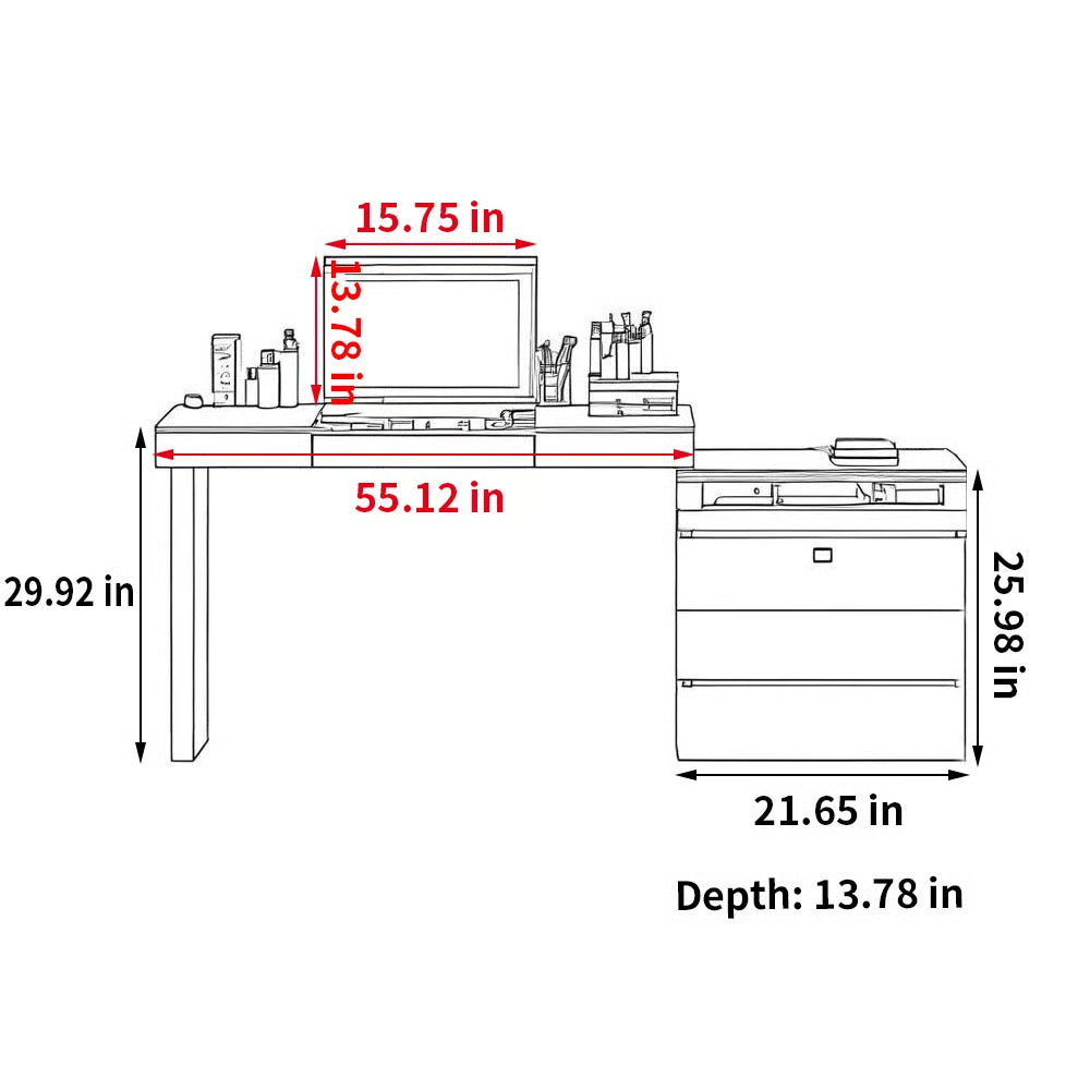 Naithain Dressing Table – Modern Makeup Vanity with Drawers