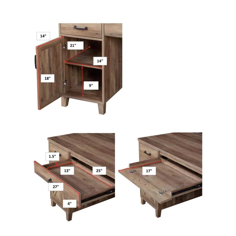 59'' Farmhouse Executive Desk with Drawers