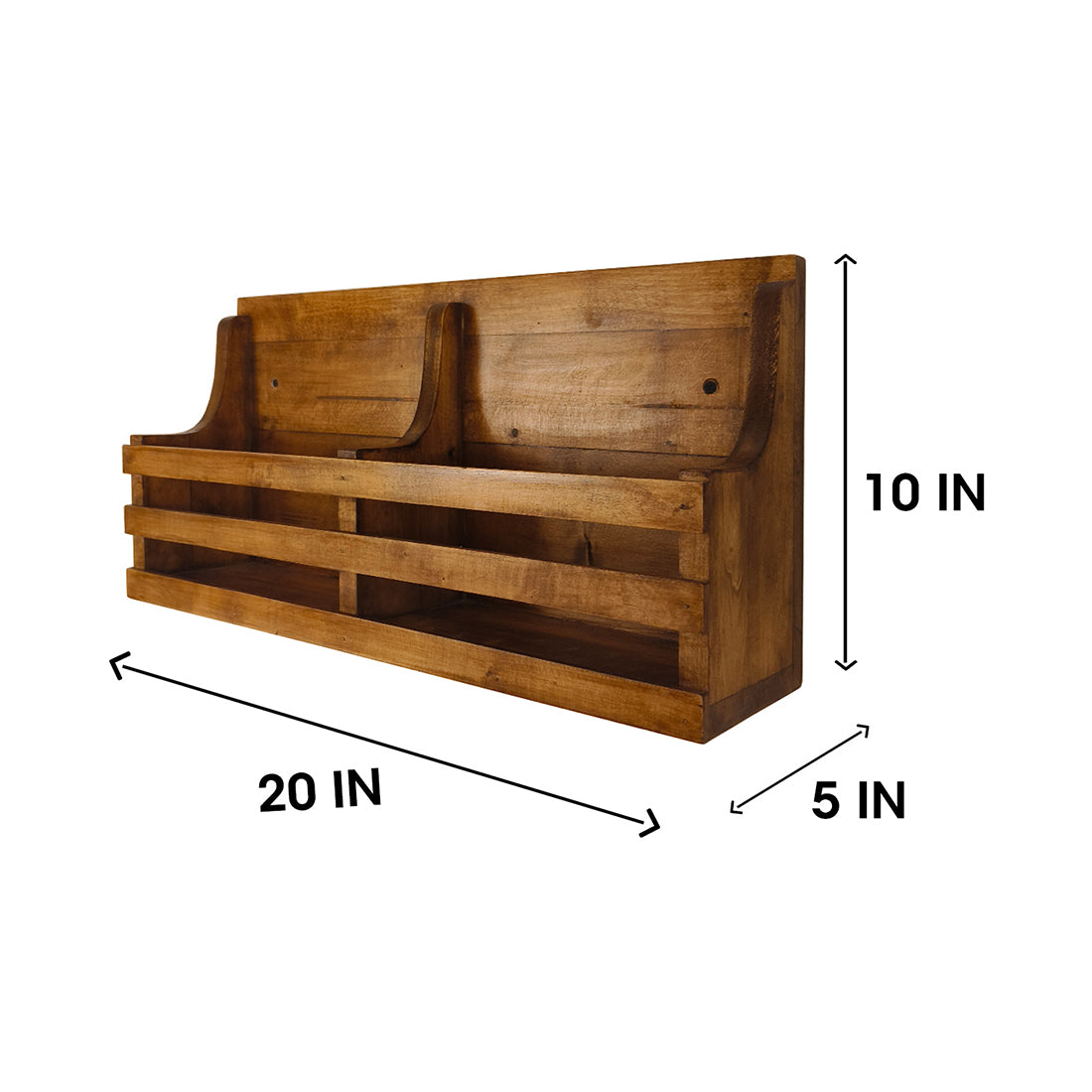 Norita Wooden Wall Shelf Organiser with Key Holders-OUCH CART | Wall hanging