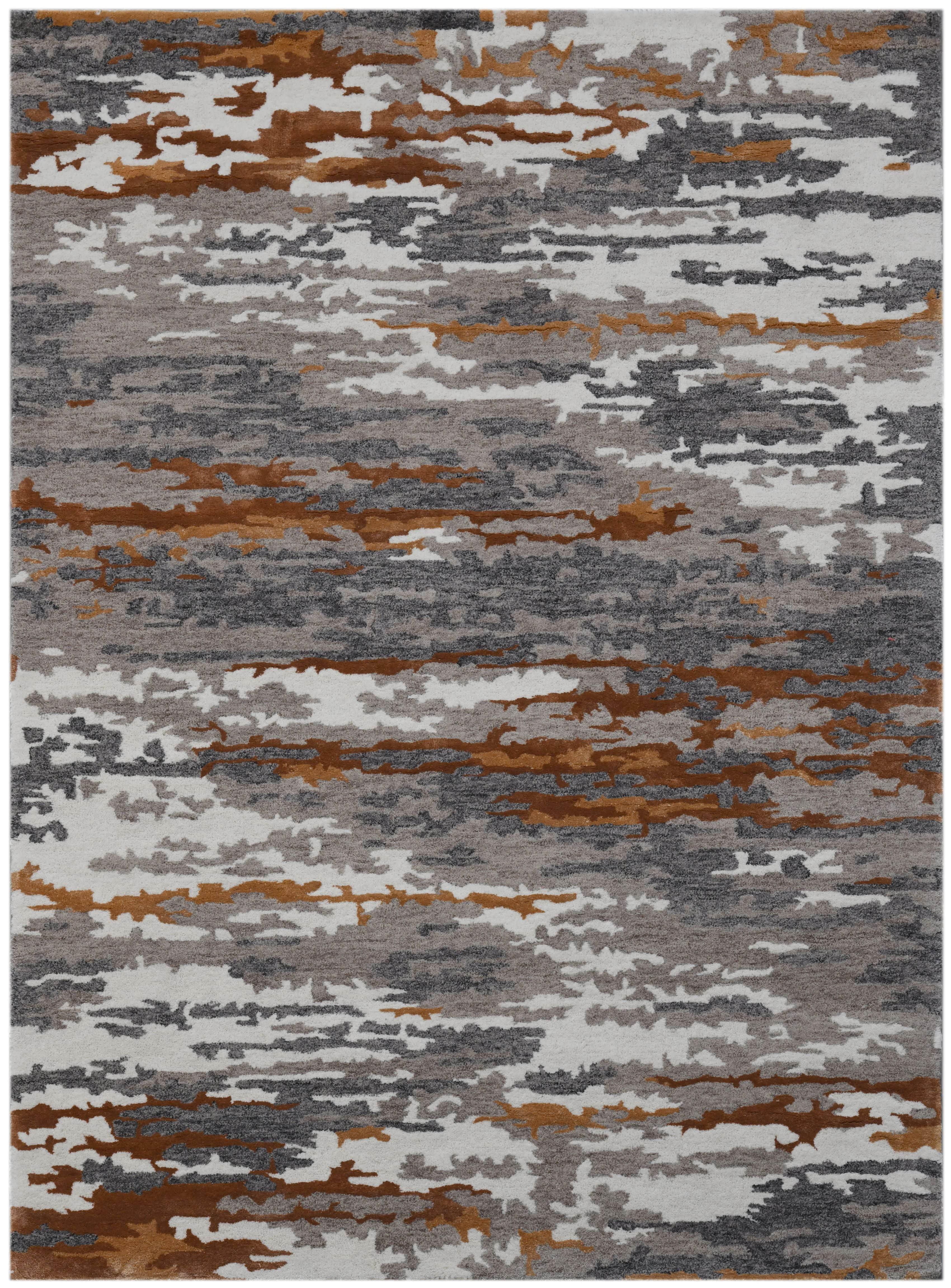 Orange Wool & Viscose Abstract 5x8 Feet Hand-Tufted Carpet - Rug - Ouch Cart