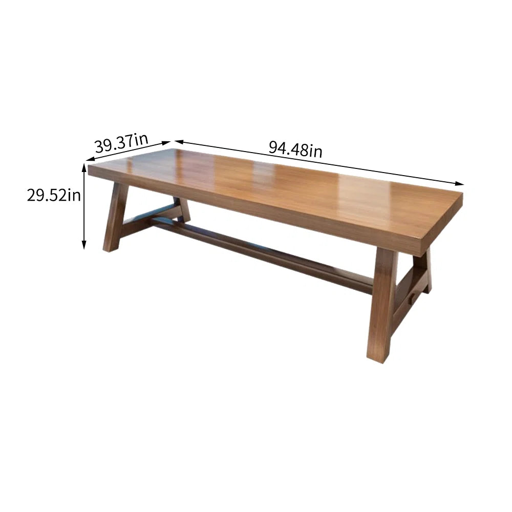 Nut-brown Rectangular Solid Wood Conference Table