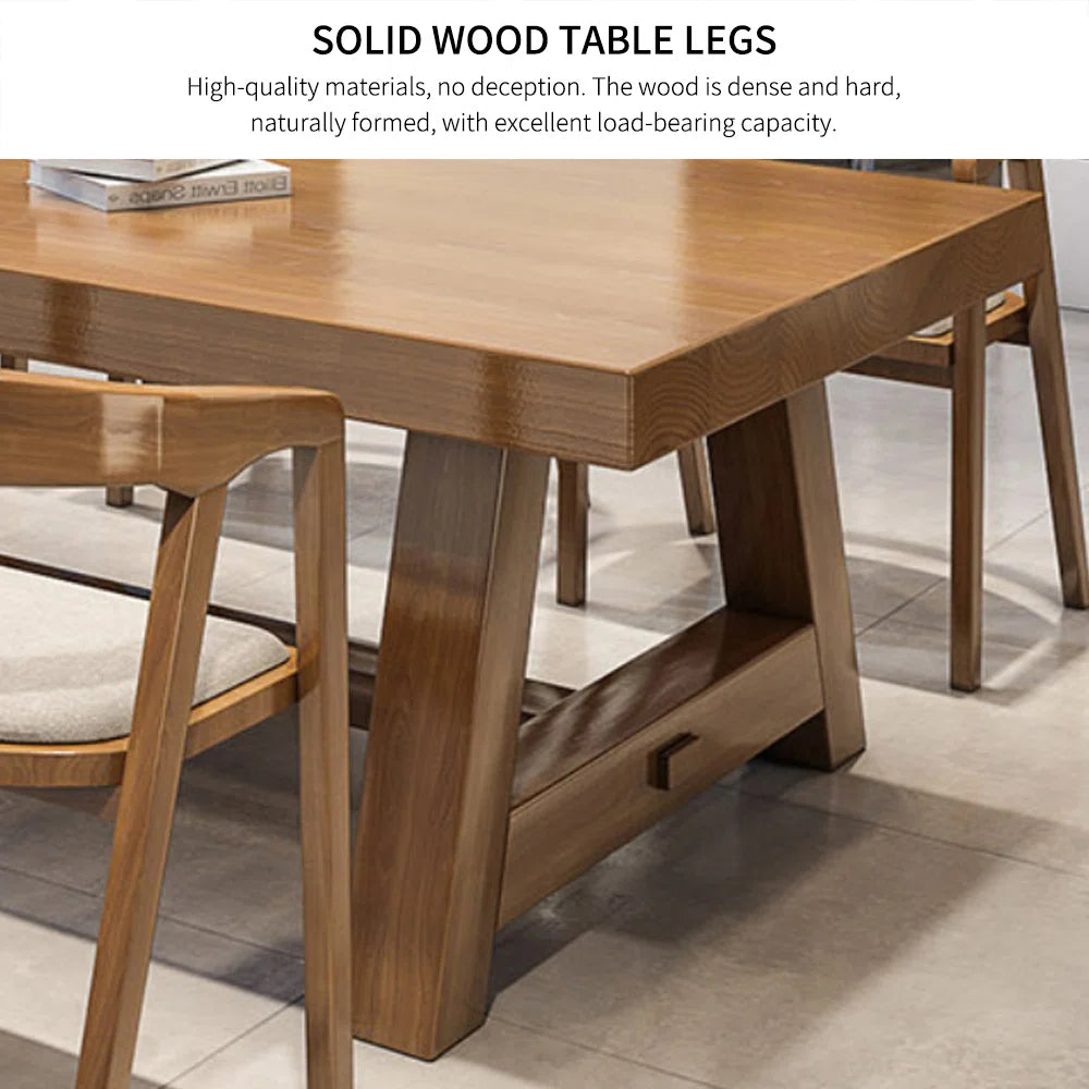 Nut-brown Rectangular Solid Wood Conference Table