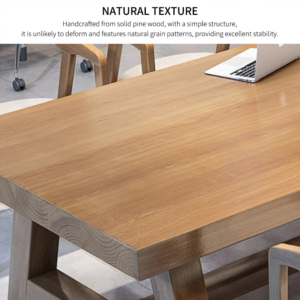 Nut-brown Rectangular Solid Wood Conference Table