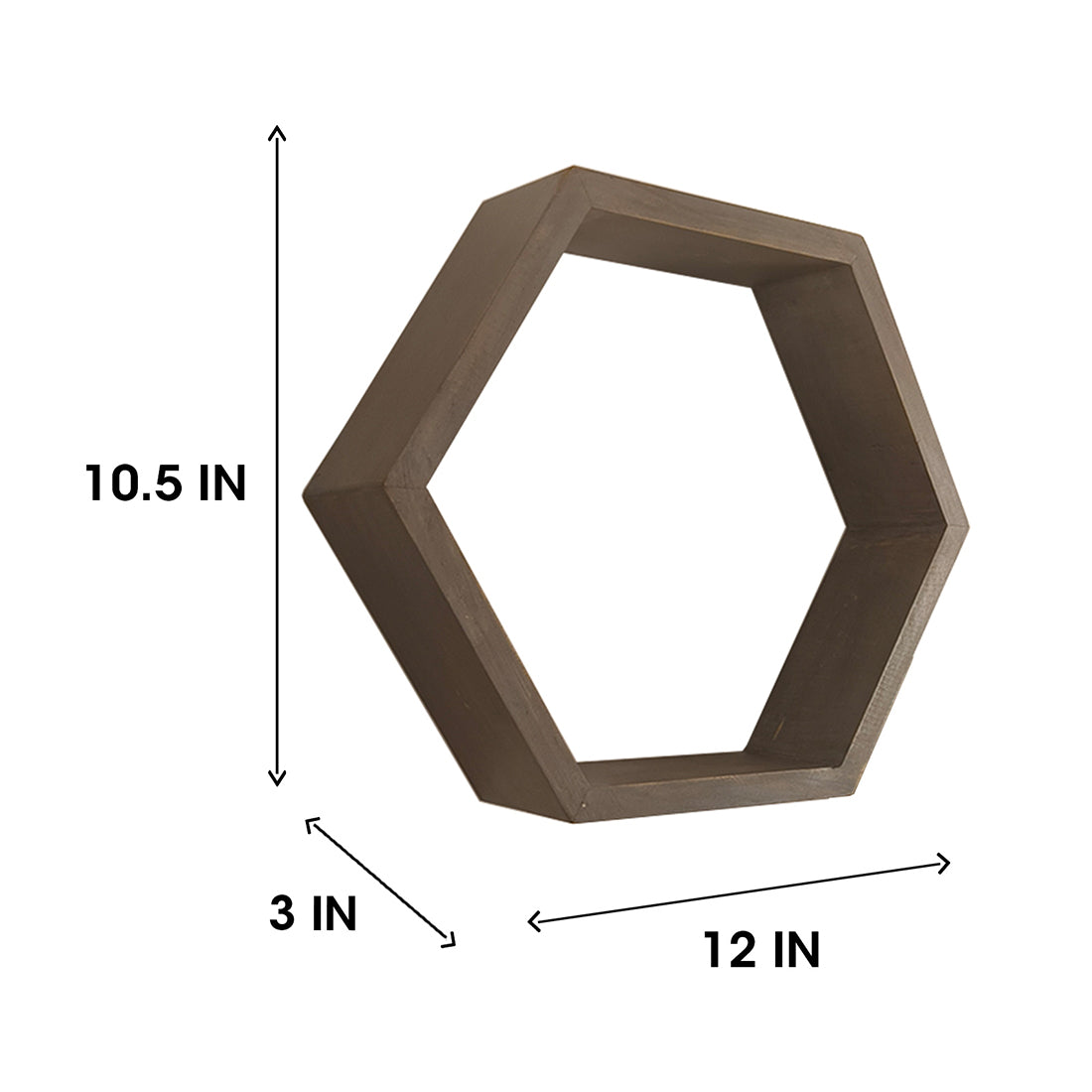 OLIVER III Hexagonal Shaped Set of 3 Wooden Wall Shelves