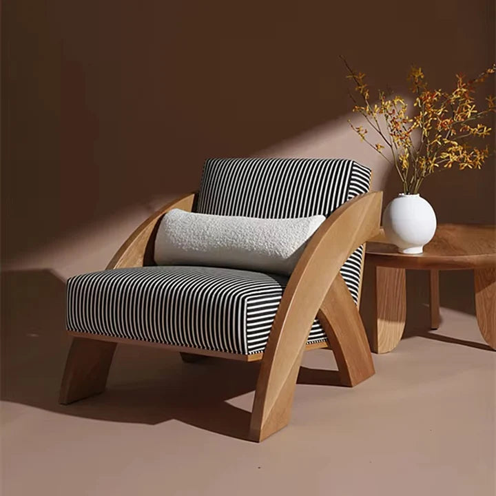 Ouch Cart Modern Wooden Lounge Chair with Cushioned Seat & Curved Armrests OUCH CART