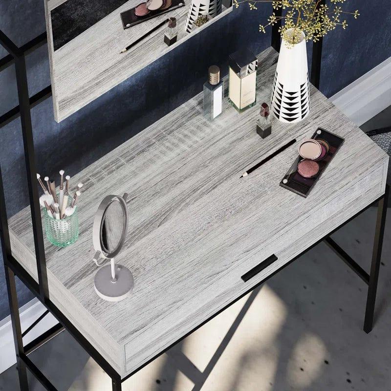 GAOMON Vanity Desk, Makeup Vanity Desk with Mirror, Makeup Table without Stool and 1 Drawer, Black - Ouch Cart