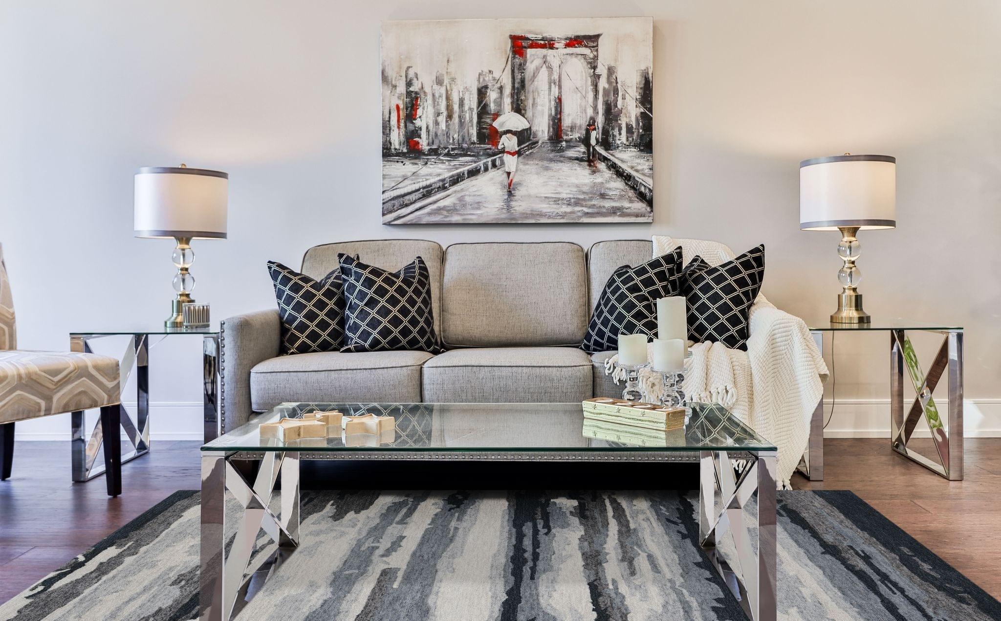 Dark Gray Wool & Viscose Abstract 8X10 Feet Hand-Tufted Carpet - Rug - Ouch Cart