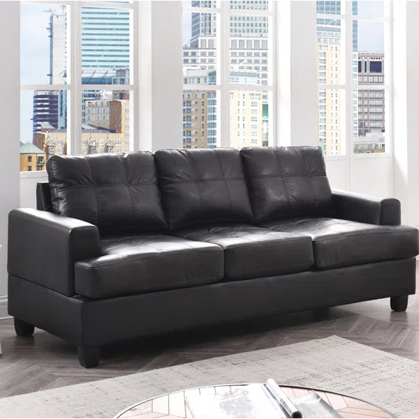 Contemporary Faux Leather Sofa – 3-Seater