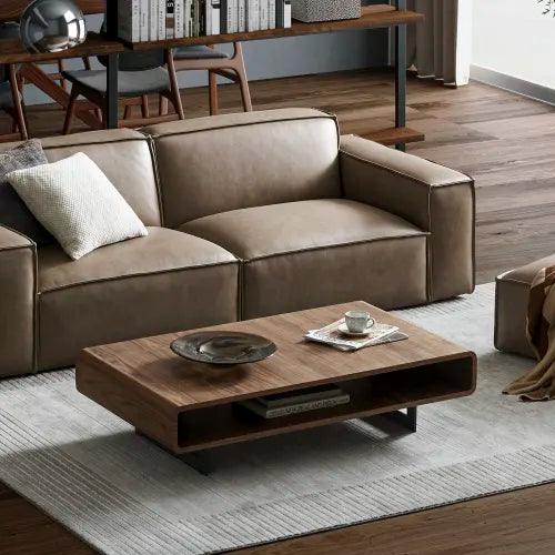 Peri Walnut Veneer with Engineered Wood Coffee Table - Ouch Cart