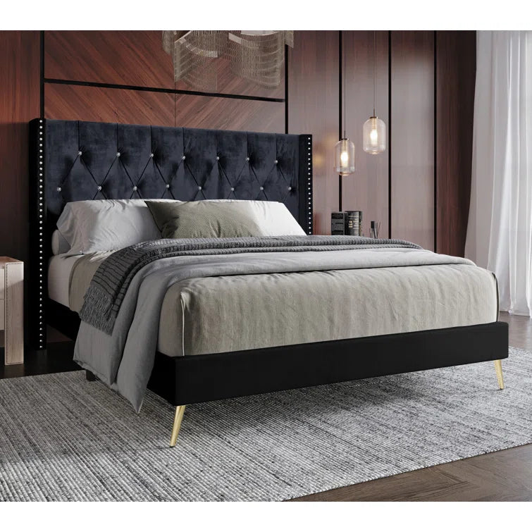 Petersfield Upholstered Wingback Bed OUCH CART