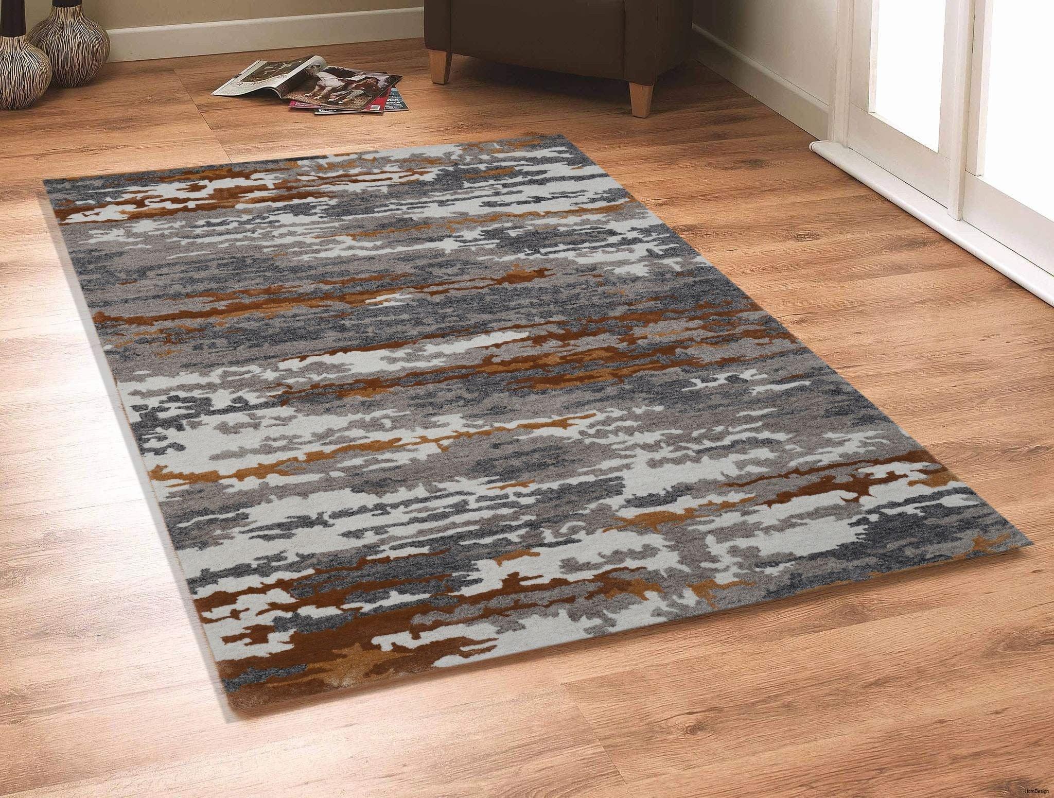 Orange Wool & Viscose Abstract 4x6 Feet Hand-Tufted Carpet - Rug - Ouch Cart