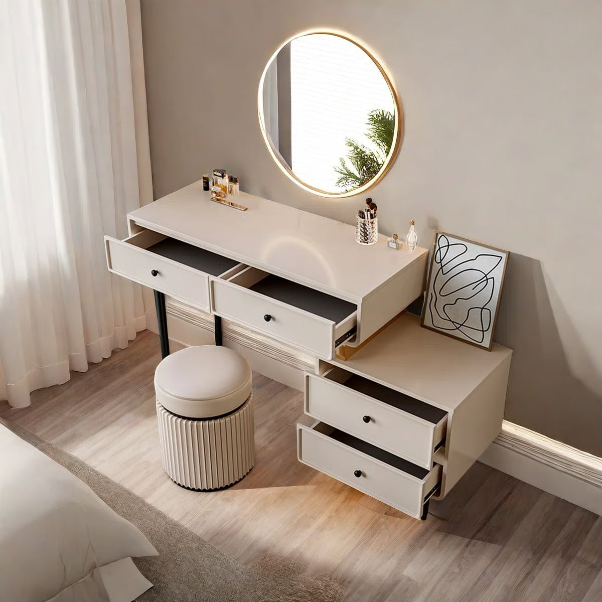Luxury Pheba Vanity Desk โ Compact & Functional Storage-OUCH CART |Dressing table