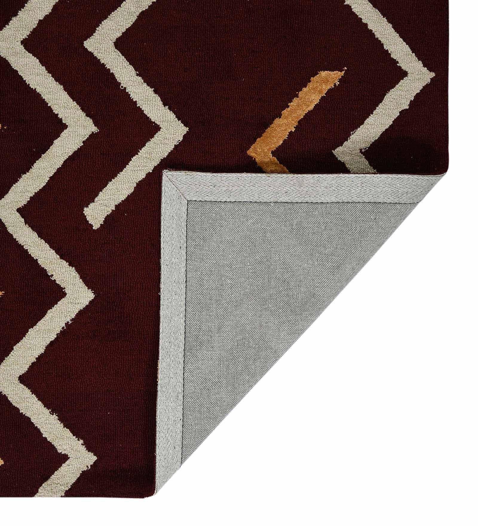RED BERRY Wool & Viscose Canyan 5x8 Feet Hand-Tufted Carpet - Rug - Ouch Cart